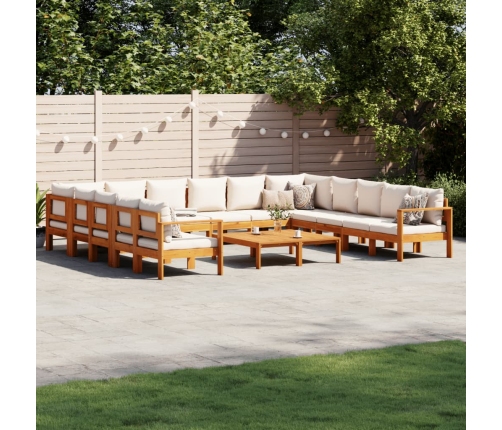 Set de sofás de jardín con cojines 10 pzas madera maciza acacia