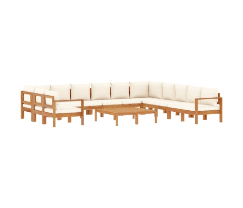 Set de sofás de jardín con cojines 9 pzas madera maciza acacia