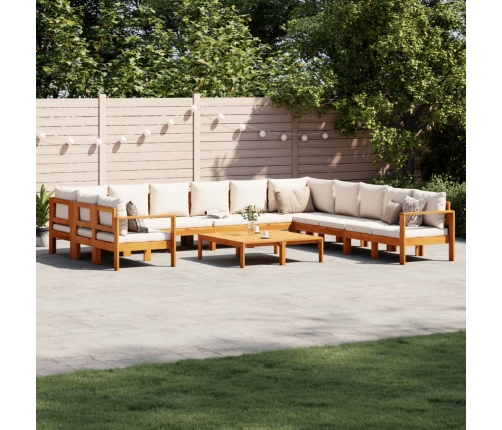 Set de sofás de jardín con cojines 9 pzas madera maciza acacia