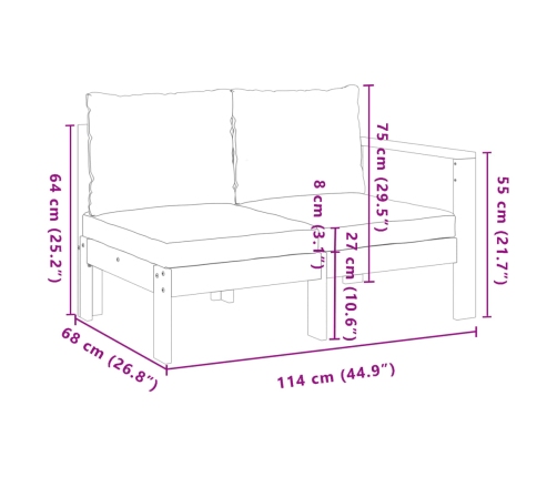 Set sofás de jardín con cojines 4 pzas madera maciza de acacia