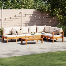 Set de sofás de jardín con cojines 5 pzas madera maciza acacia