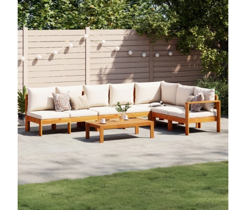 Set de sofás de jardín con cojines 5 pzas madera maciza acacia