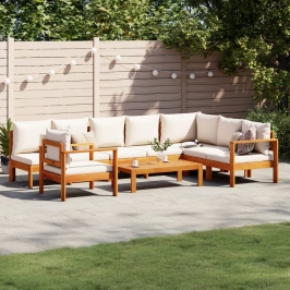 Set de sofás de jardín con cojines 6 pzas madera maciza acacia