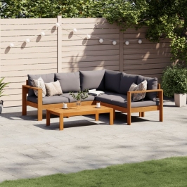 Set sofás de jardín con cojines 4 pzas madera maciza de acacia