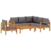 Set de sofás de jardín con cojines 5 pzas madera maciza acacia