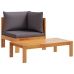 Set de sofás de jardín con cojines 5 pzas madera maciza acacia