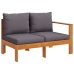 Set de sofás de jardín con cojines 5 pzas madera maciza acacia