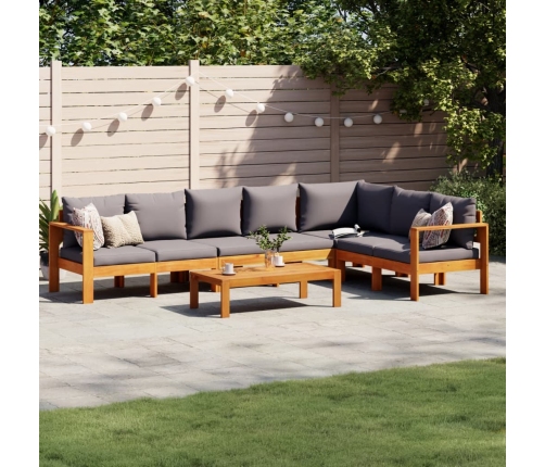 Set de sofás de jardín con cojines 5 pzas madera maciza acacia