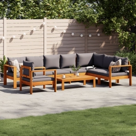 Set de sofás de jardín con cojines 6 pzas madera maciza acacia