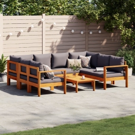 Set de sofás de jardín con cojines 6 pzas madera maciza acacia