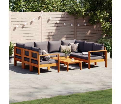 Set de sofás de jardín con cojines 6 pzas madera maciza acacia