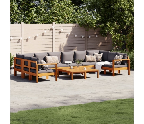 Set de sofás de jardín con cojines 8 pzas madera maciza acacia