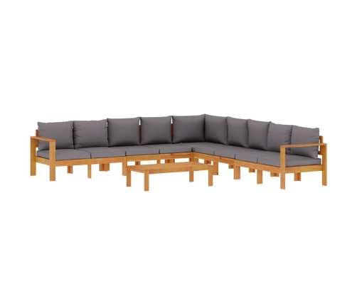 Set de sofás de jardín con cojines 6 pzas madera maciza acacia