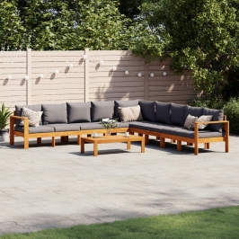 Set de sofás de jardín con cojines 6 pzas madera maciza acacia