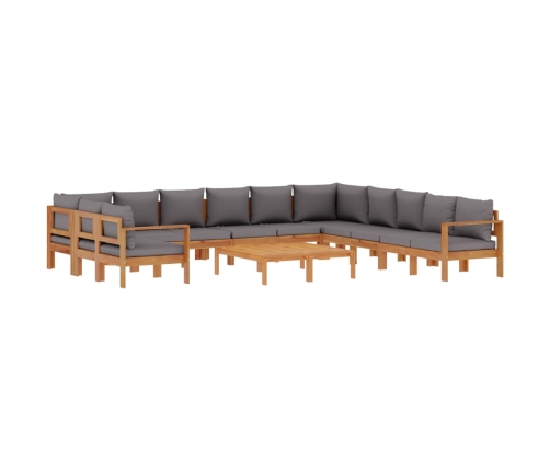 Set de sofás de jardín con cojines 9 pzas madera maciza acacia