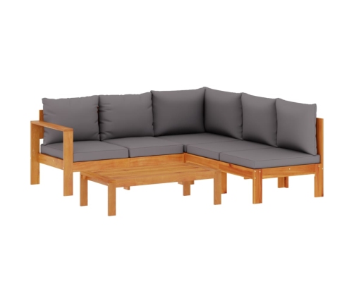 Set sofás de jardín con cojines 4 pzas madera maciza de acacia
