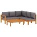 Set sofás de jardín con cojines 4 pzas madera maciza de acacia