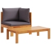 Set sofás de jardín con cojines 4 pzas madera maciza de acacia