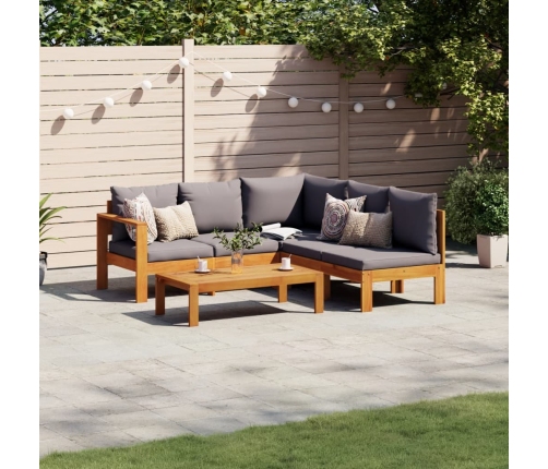 Set sofás de jardín con cojines 4 pzas madera maciza de acacia