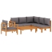 Set de sofás de jardín con cojines 5 pzas madera maciza acacia