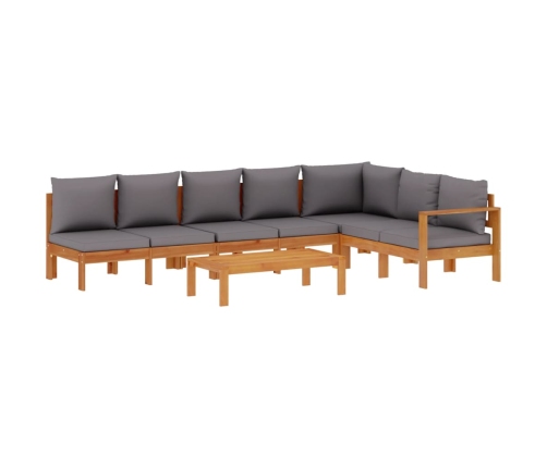 Set de sofás de jardín con cojines 5 pzas madera maciza acacia
