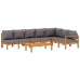 Set de sofás de jardín con cojines 5 pzas madera maciza acacia