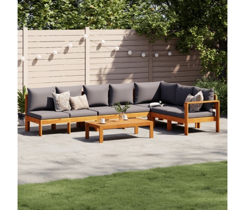 Set de sofás de jardín con cojines 5 pzas madera maciza acacia