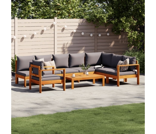 Set de sofás de jardín con cojines 6 pzas madera maciza acacia
