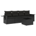 Set de muebles de jardín 5 pzas y cojines ratán sintético negro