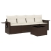Set comedor de jardín 5 piezas y cojines ratán sintético marrón