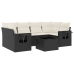 Set de comedor de jardín 7 pzas y cojines ratán sintético negro