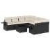 Set de sofás de jardín 8 piezas y cojines ratán sintético negro