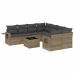 Set muebles jardín 9 pzas y cojines ratán sintético gris claro