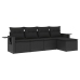 Set de muebles de jardín 5 pzas y cojines ratán sintético negro