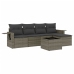 Set de muebles de jardín 6 pzas y cojines ratán sintético gris
