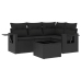 Set de muebles de jardín 5 pzas y cojines ratán sintético negro