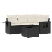 Set de muebles de jardín 5 pzas y cojines ratán sintético negro