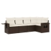 Set comedor de jardín 5 piezas y cojines ratán sintético marrón