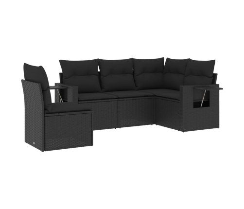 Set de muebles de jardín 5 pzas y cojines ratán sintético negro