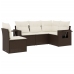 Set comedor de jardín 5 piezas y cojines ratán sintético marrón