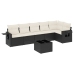 Set de comedor de jardín 7 pzas y cojines ratán sintético negro