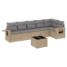 Set sofás de jardín 7 piezas y cojines ratán sintético beige