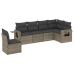 Set de muebles de jardín 6 pzas y cojines ratán sintético gris