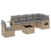 Set sofás de jardín 7 piezas y cojines ratán sintético beige