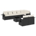 Set de sofás de jardín 8 piezas y cojines ratán sintético negro