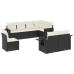 Set de sofás de jardín 8 piezas y cojines ratán sintético negro