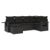 Set de sofás de jardín 6 piezas y cojines ratán sintético negro