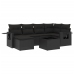 Set de comedor de jardín 7 pzas y cojines ratán sintético negro