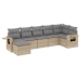 Set sofás de jardín 7 piezas y cojines ratán sintético beige