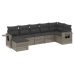 Set de sofás de jardín 7 piezas con cojines ratán PE gris